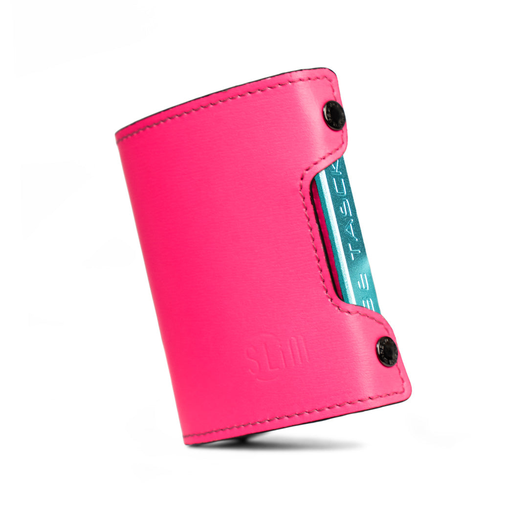 Be Tasck portacarte pelle fucsia fluo pelle liscia