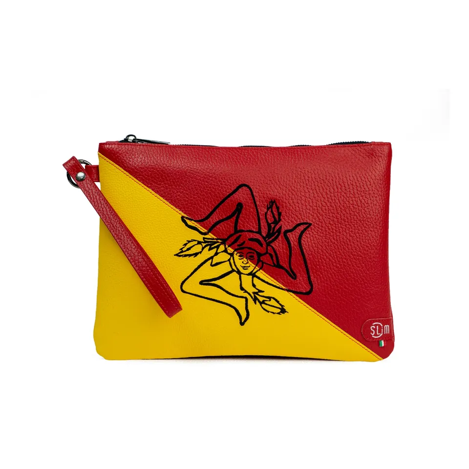 SLim Pochette Polsiera Pelle Sicilia Trinacria Grande