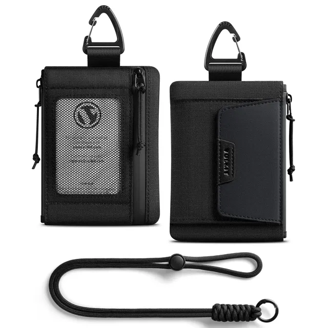 VULKIT VW148 Portafoglio Collo RFID Nylon CarbonBlack