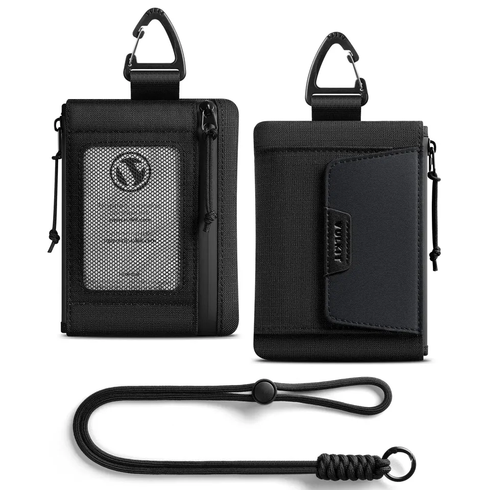 VULKIT VW148 Portafoglio Collo RFID Nylon CarbonBlack