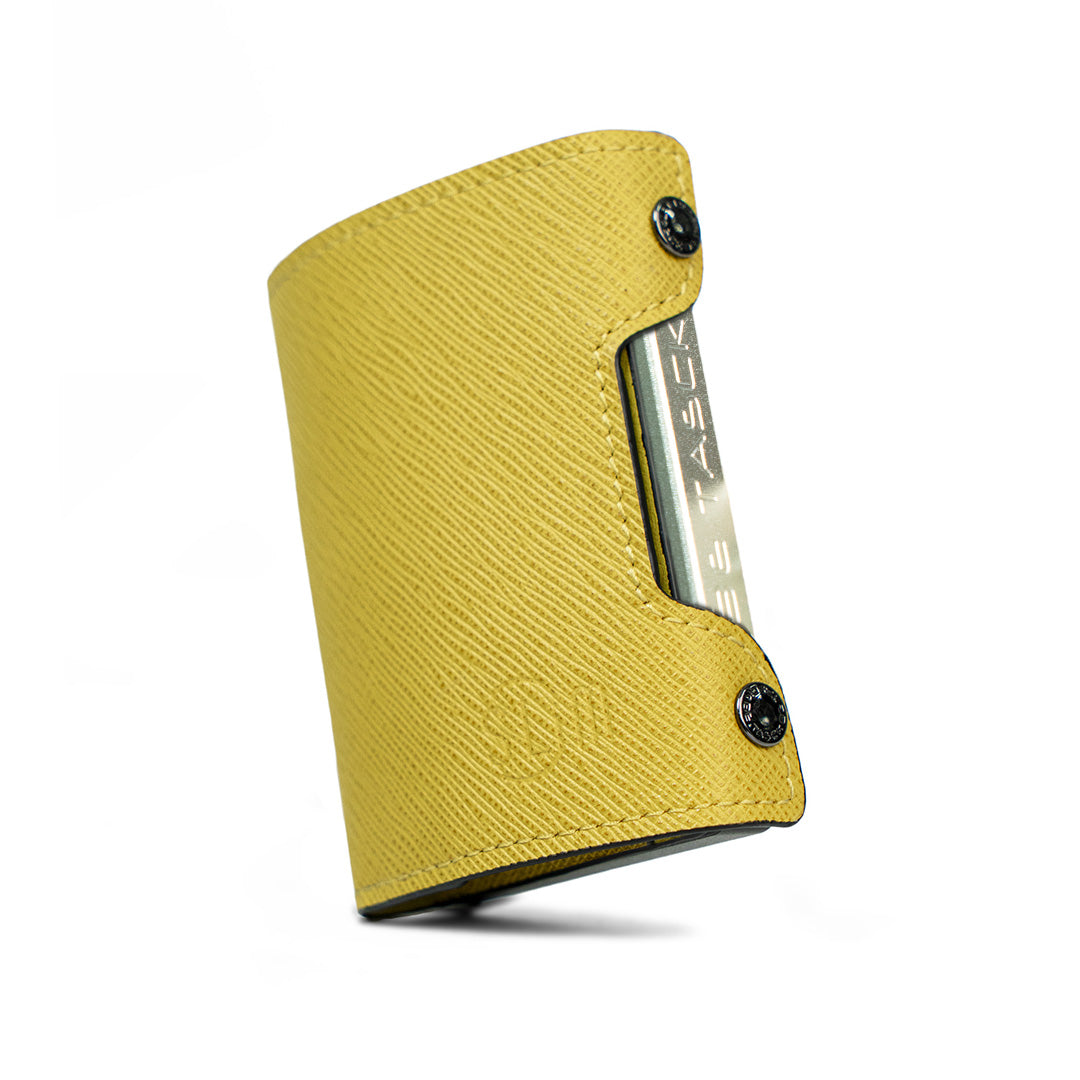 SLim Be Tasck Saffiano Giallo portafoglio pelle frame nero