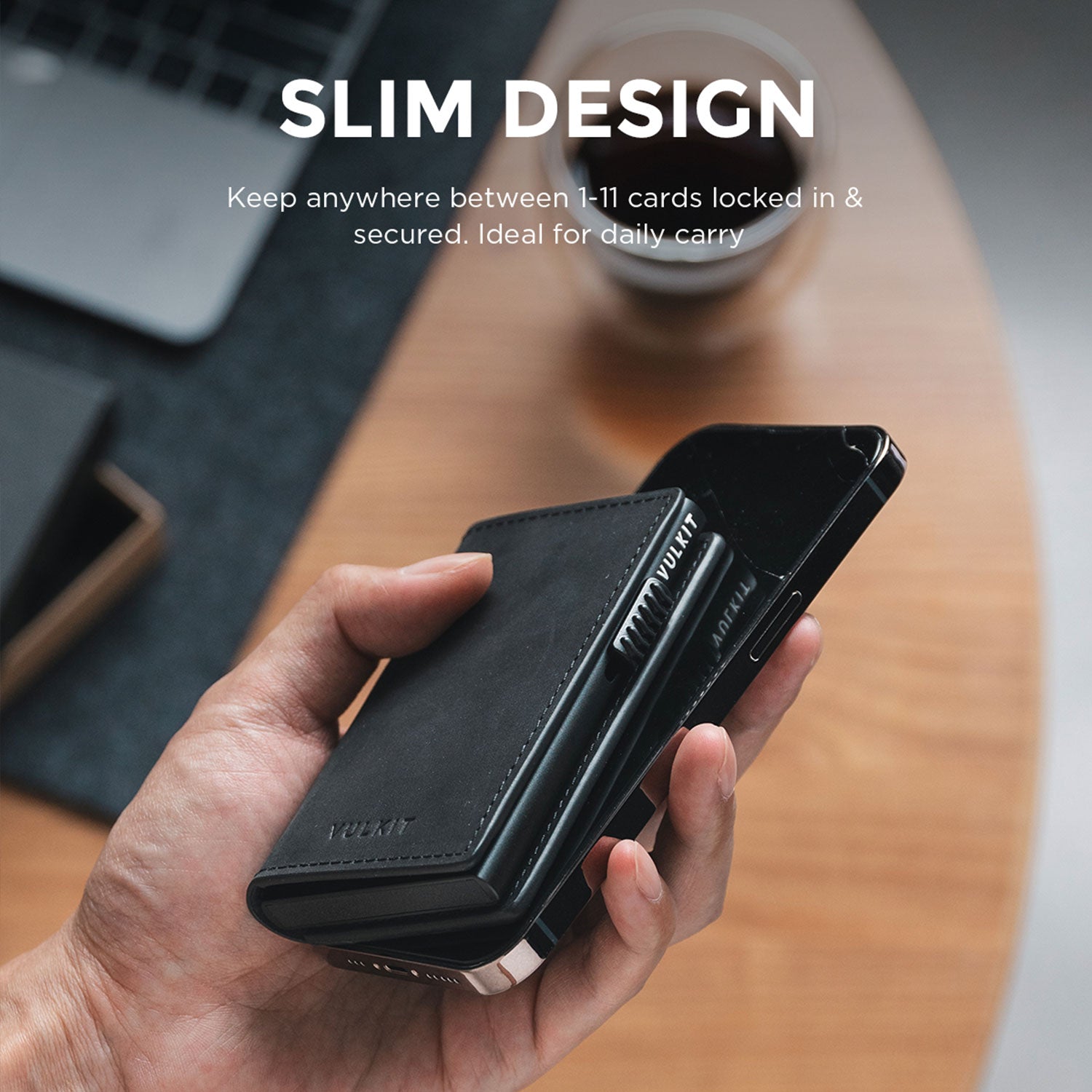 VULKIT VC305P Portafoglio Pop-Up Pelle Nero 11 Carte RFID