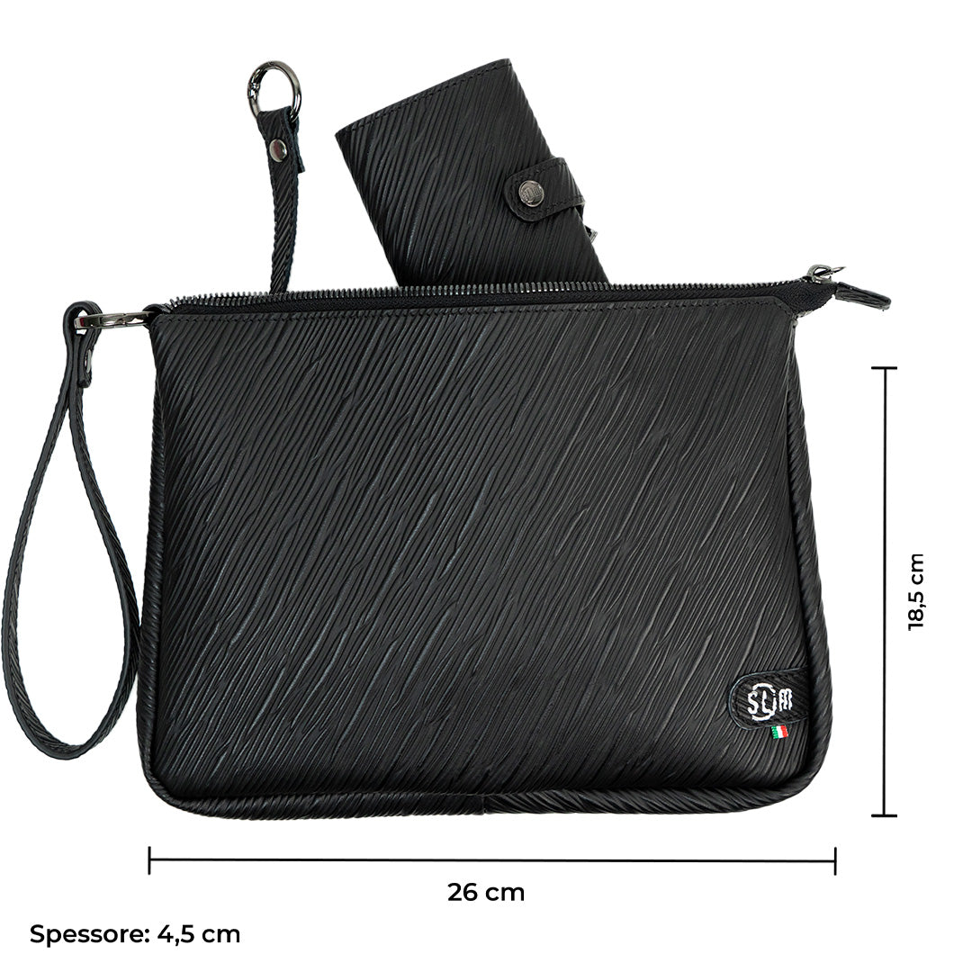 SLim Pochette Max pelle epi nero 25x19 cm