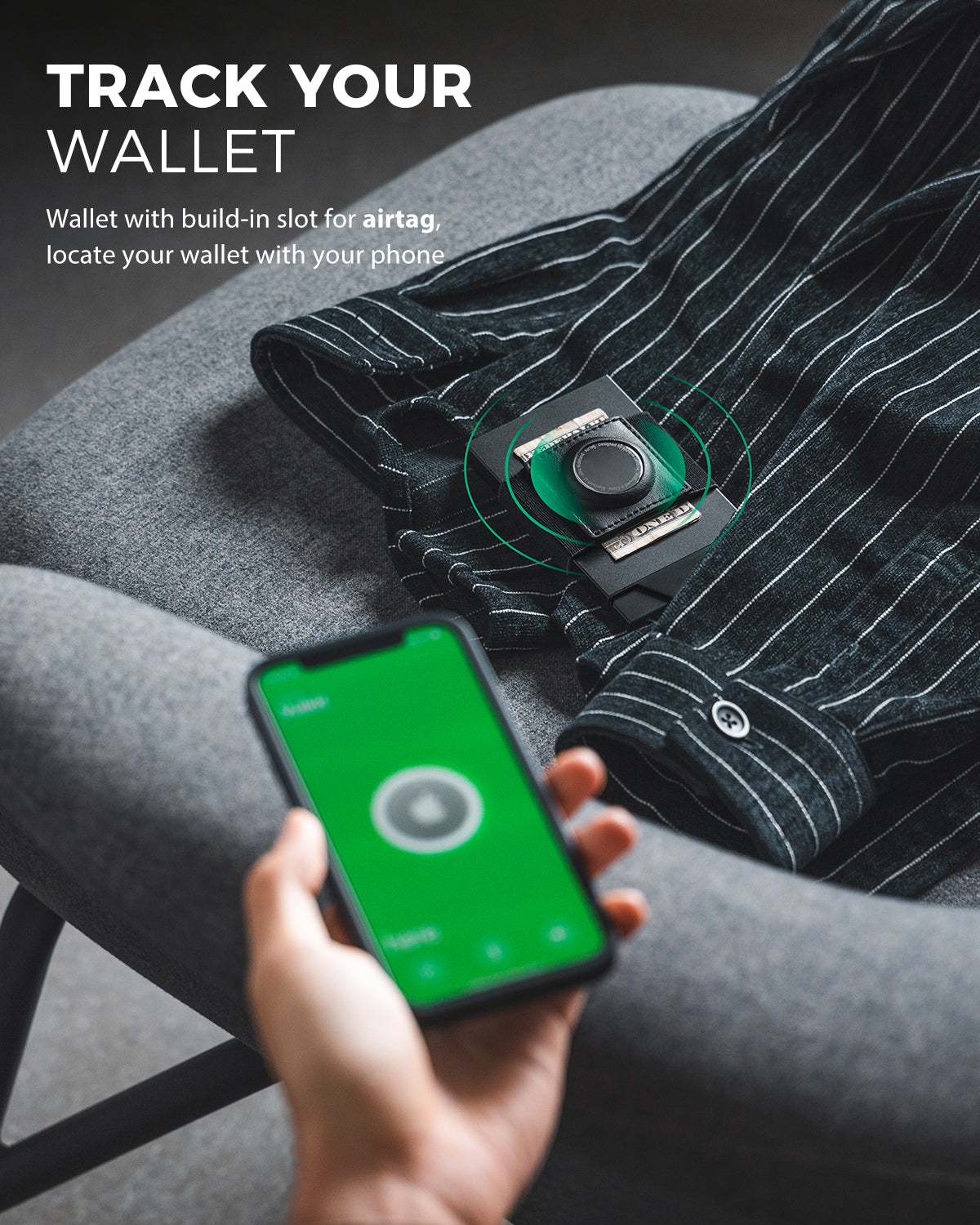 VULKIT AirTag Holder Wallet portacarte nero 12 carte