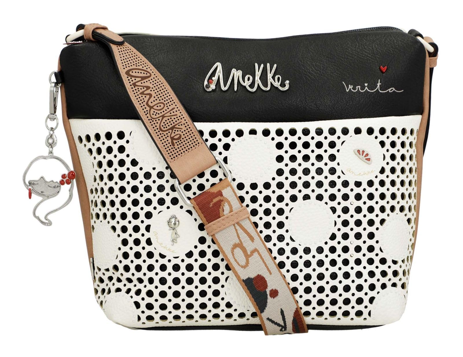 Anekke Lunares Pois Borsa a Tracolla Grande 31 cm Tasca