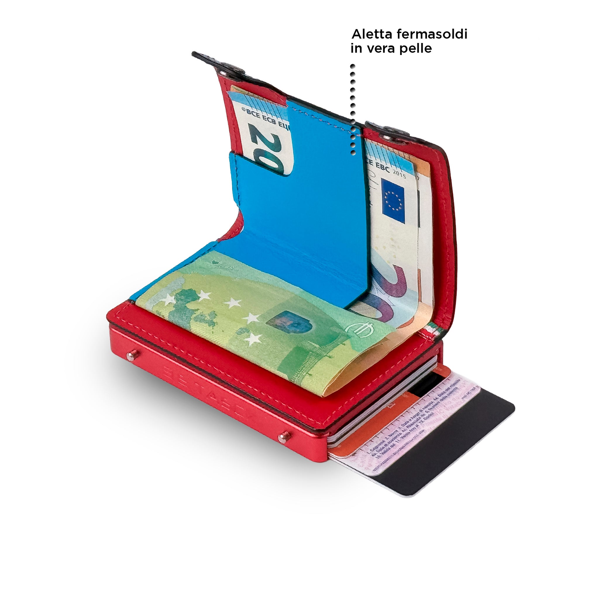 SLim Be Tasck Pelle Liscia Portafoglio Azzurro Rosso