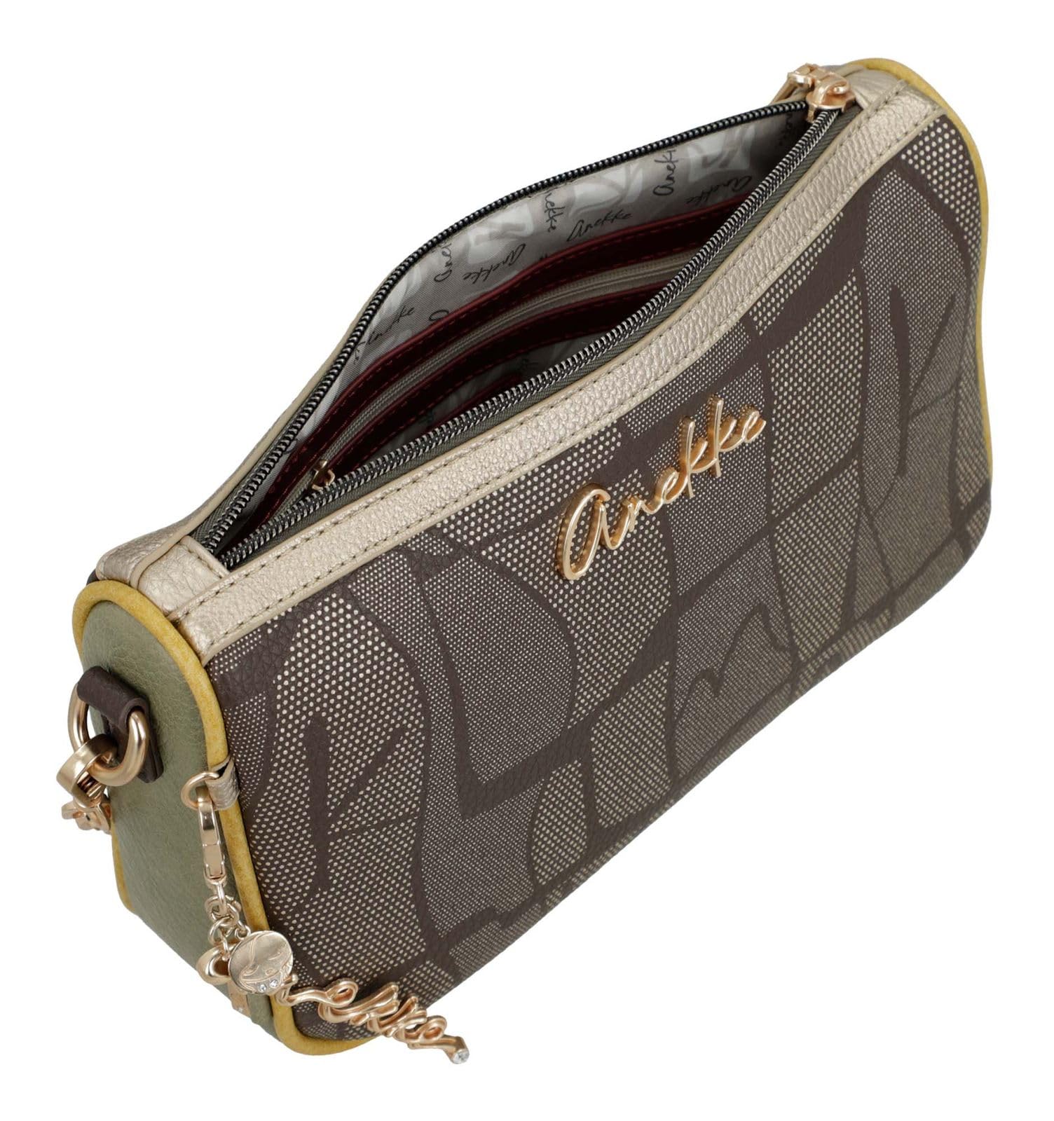 Anekke Essentials Borsa a Tracolla Marrone con Stampa