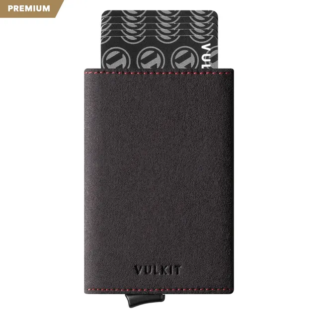 VULKIT Alcantara VC203A Portafoglio Trifold RFID Marrone