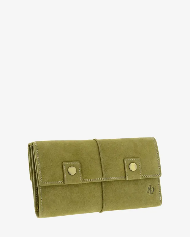 Adapell Shima 4217 portafoglio grande donna pelle oliva 19 carte
