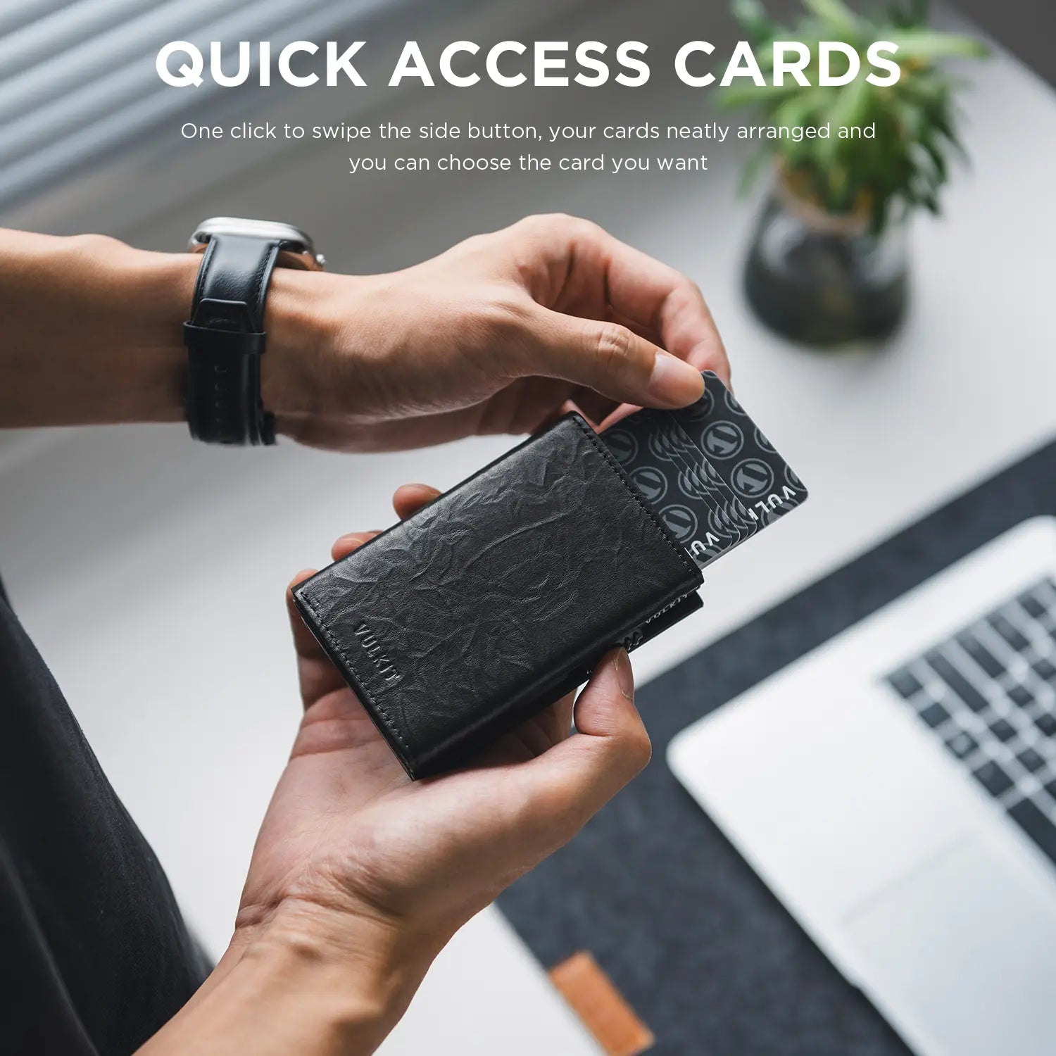 VULKIT Pop Up Wallet VC302P portafoglio pelle nero RFID