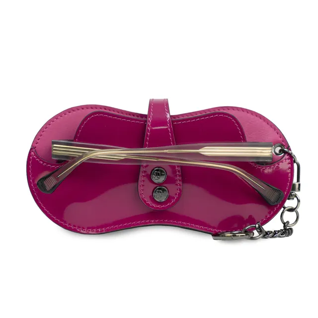 SLim Vision Portaocchiali Pelle Specchio Fucsia