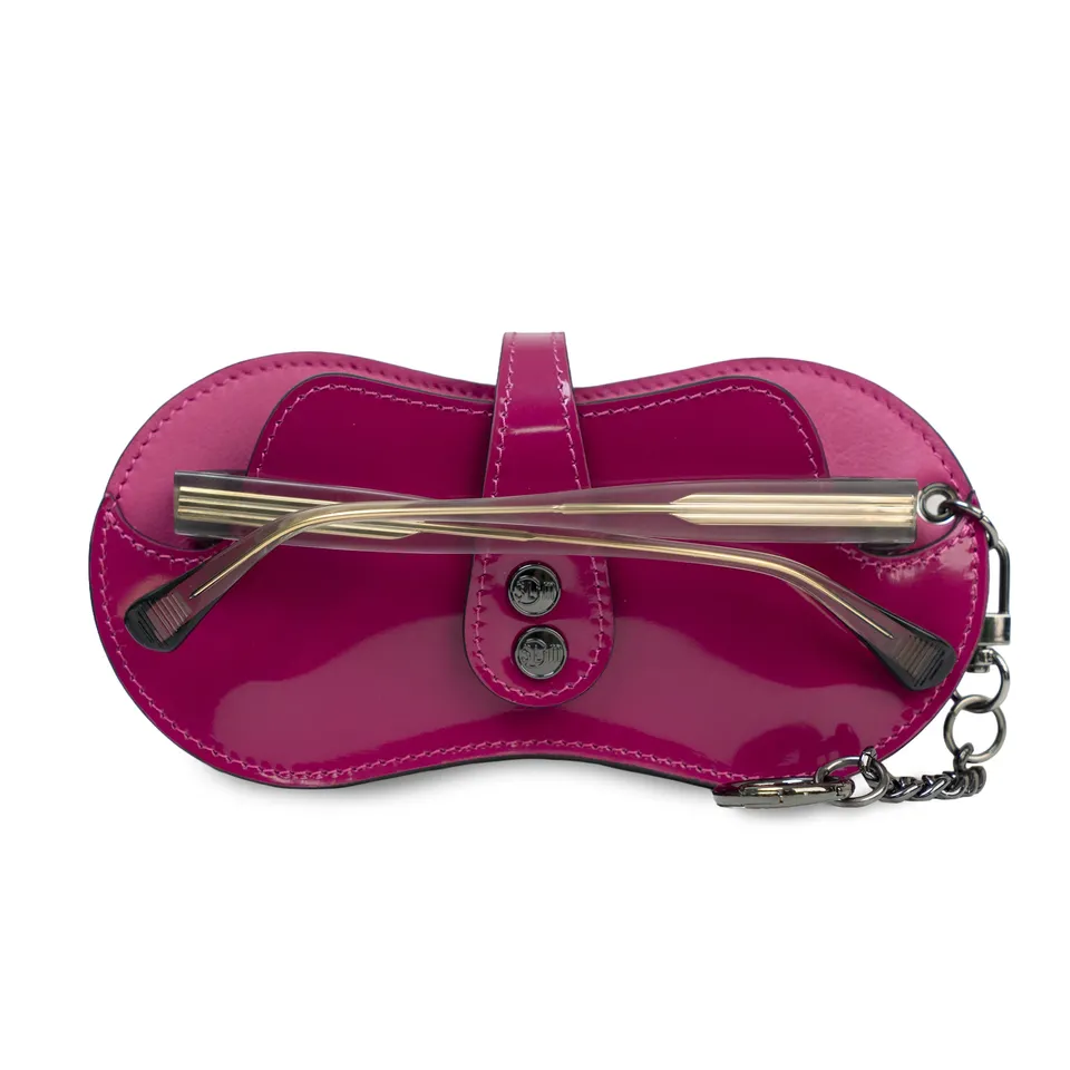 SLim Vision Portaocchiali Pelle Specchio Fucsia