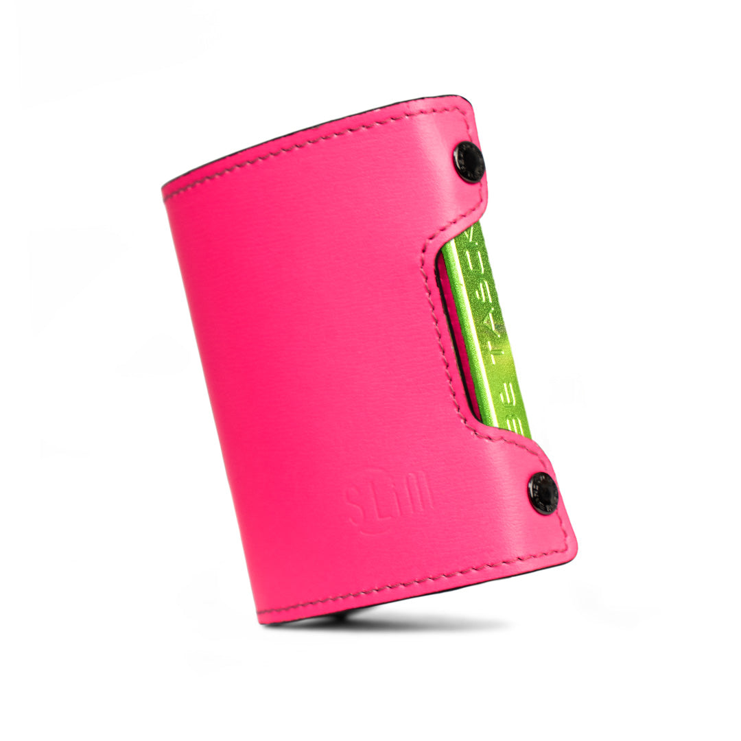 Be Tasck portacarte pelle fucsia fluo pelle liscia