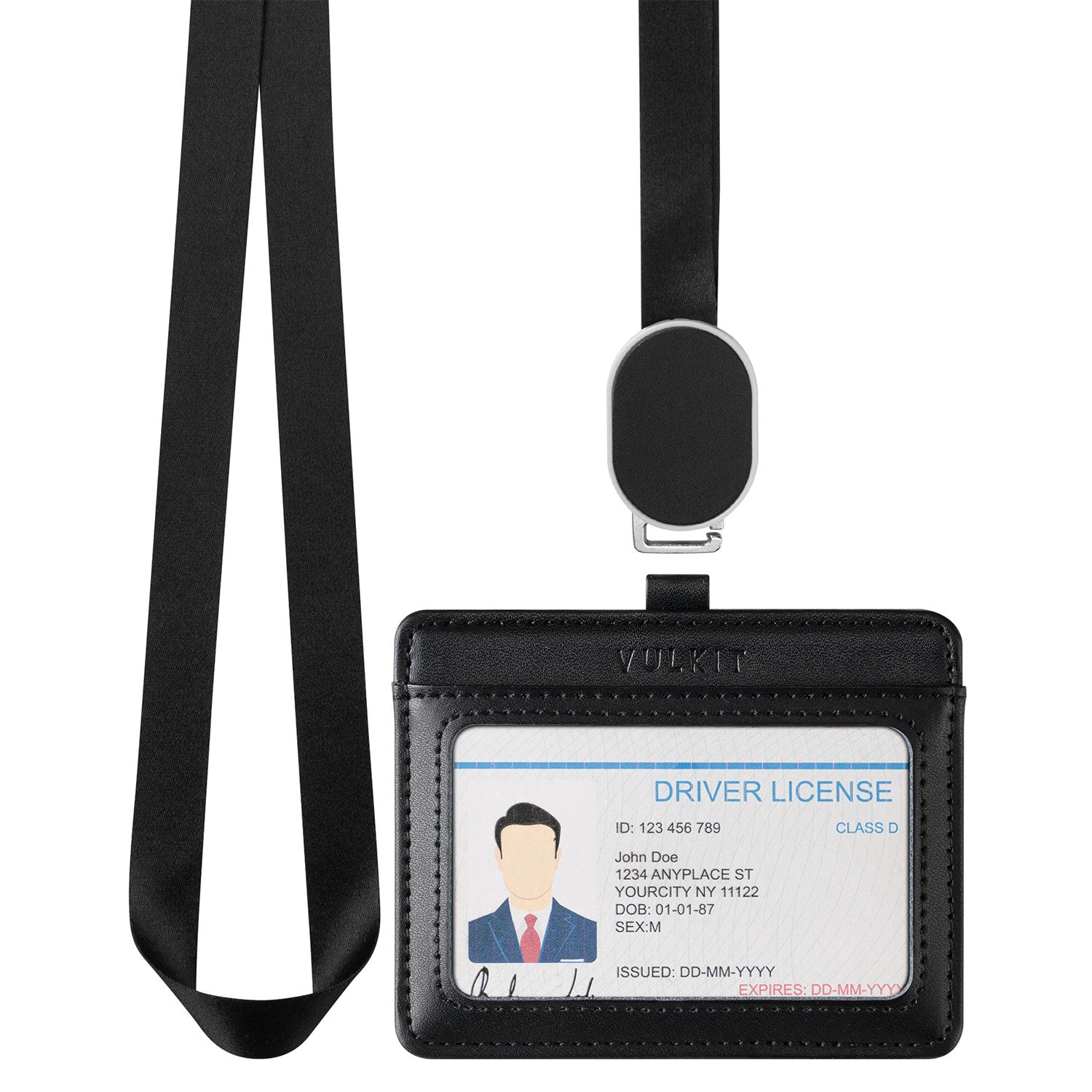 VULKIT VBH104 Porta Badge Nero Retrattile 2 Slot Ufficio