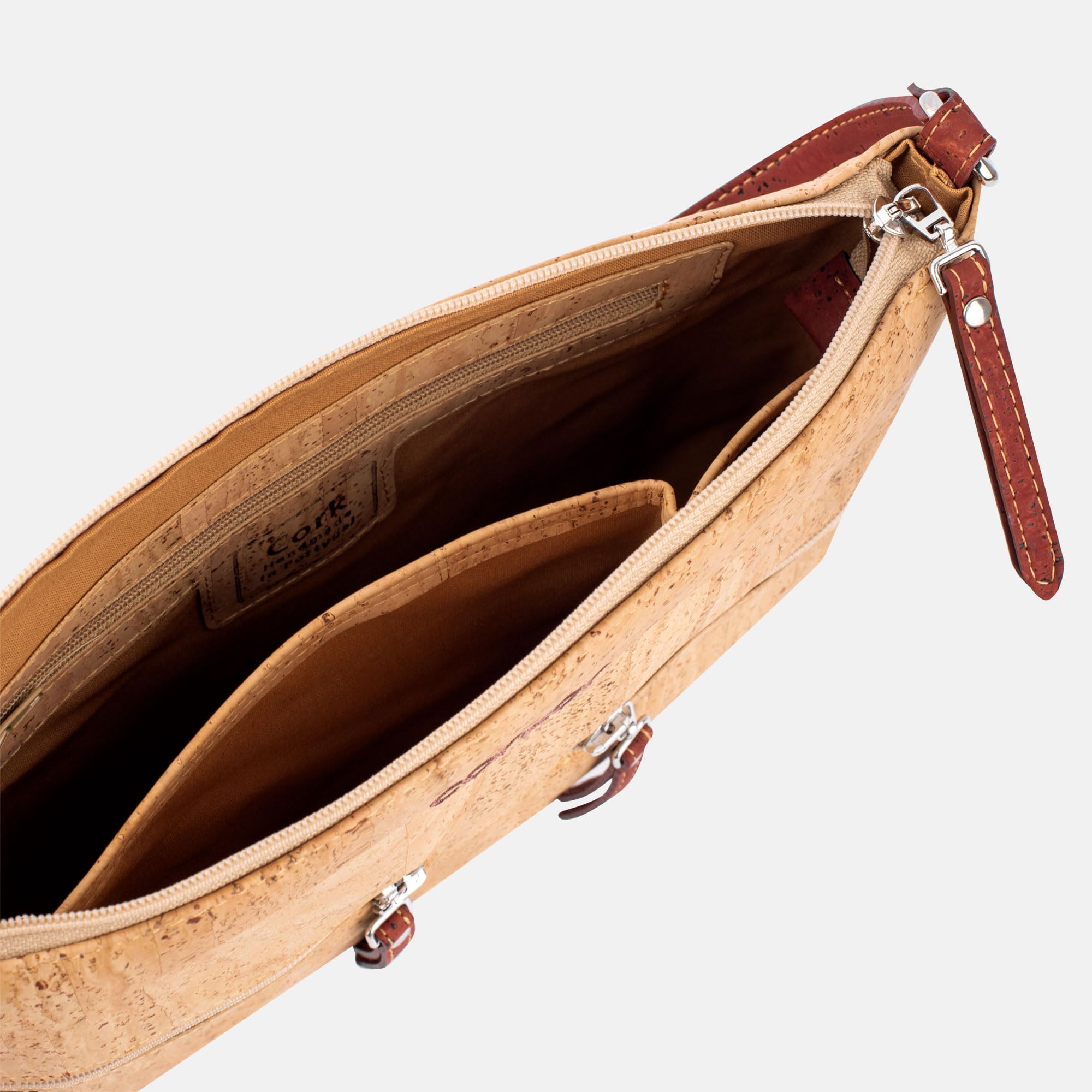 Corkor Bags Zaino Sughero Marrone Rosso Donna Porta Documenti