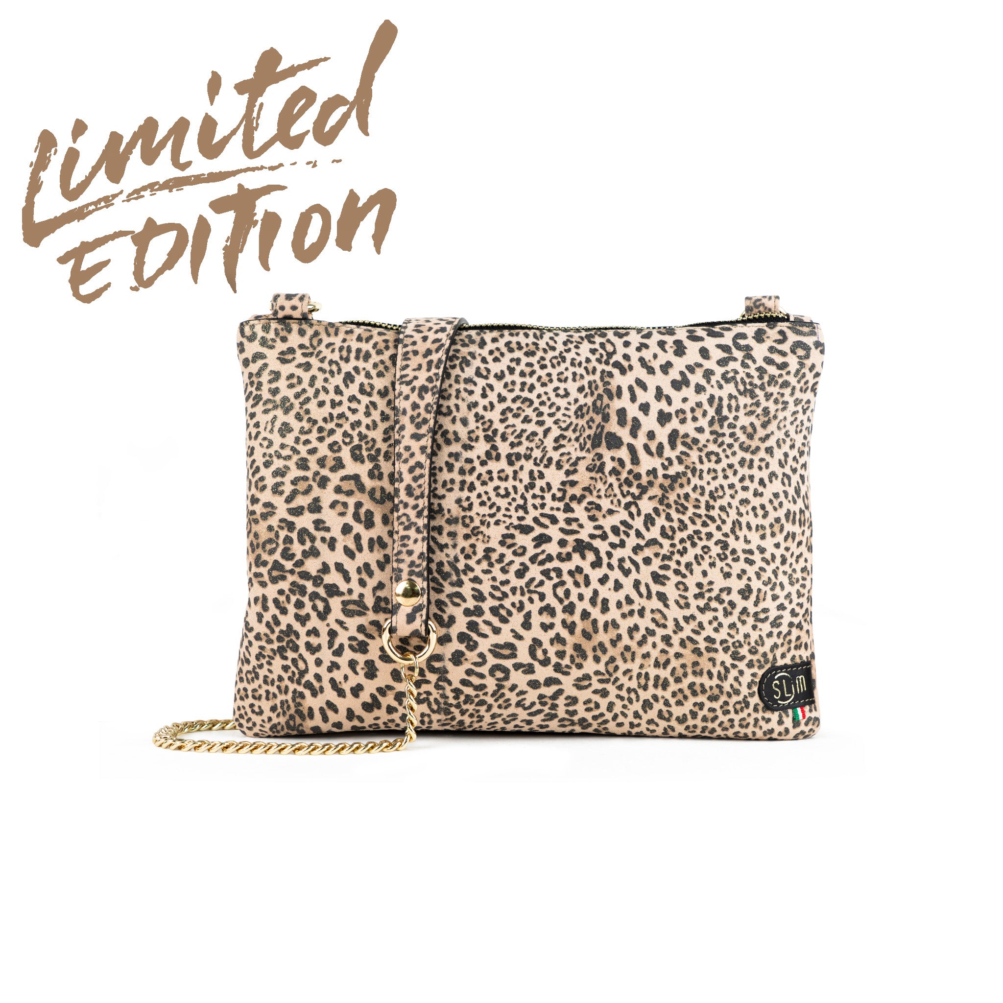 SLim Vera Pelle Animalier Leopard Classic portafoglio slim RFID