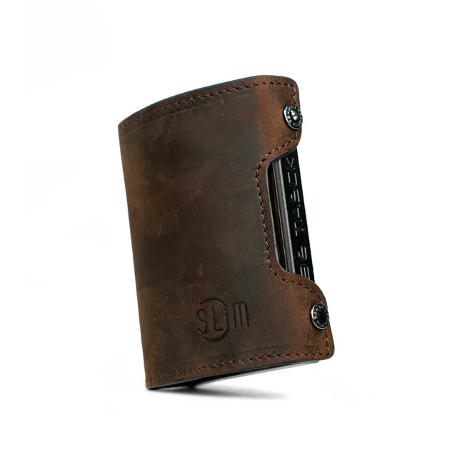 SLim Be Tasck portafoglio dark brown crazy horse