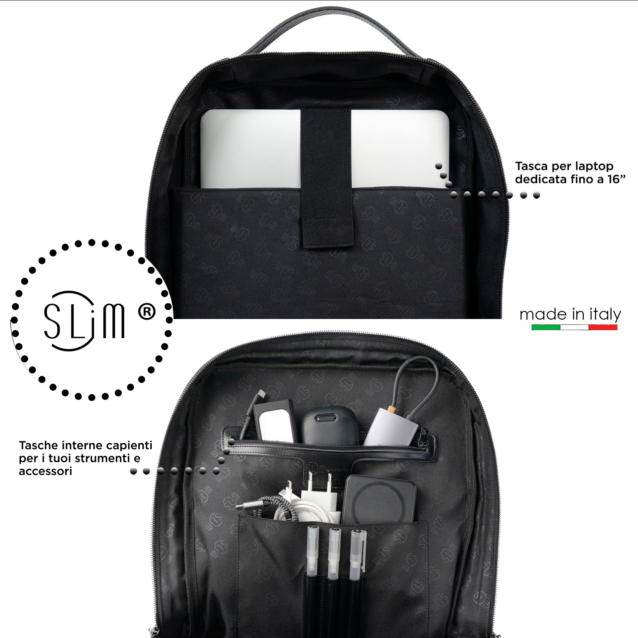 SLim Zaino SLim Zaino Pelle Vegetale Marrone 19L