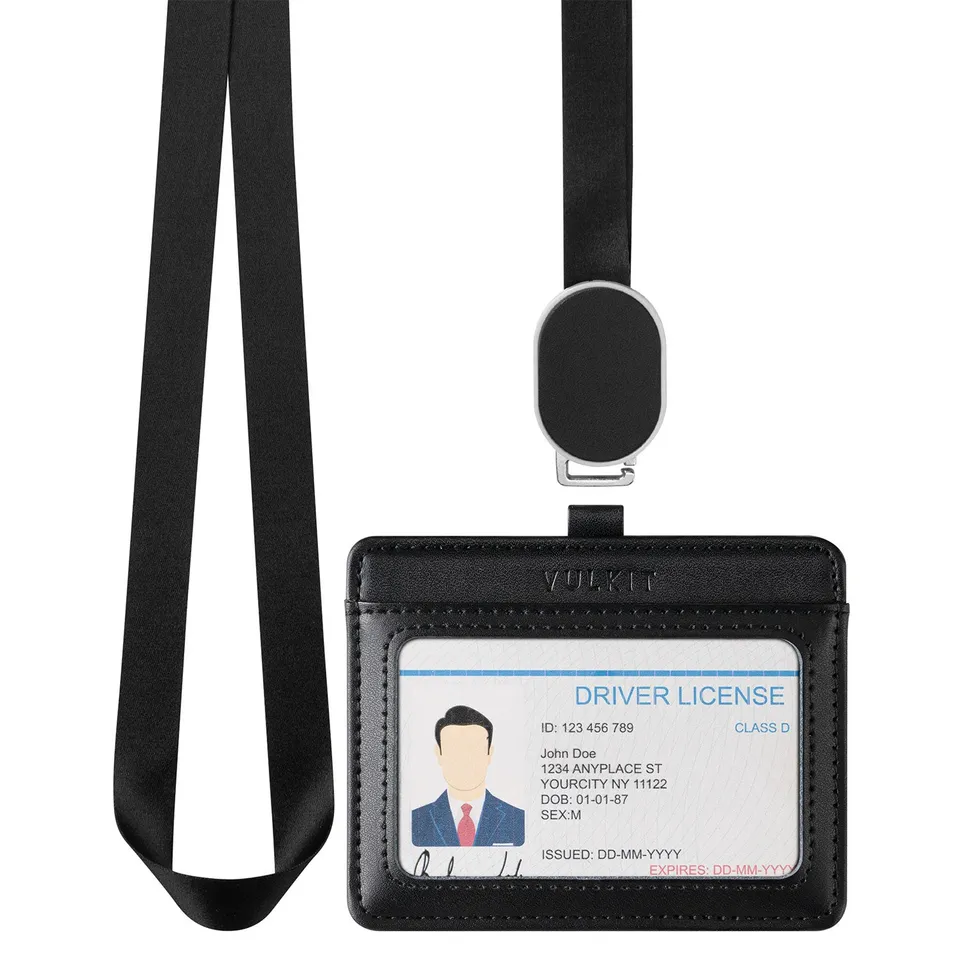 VULKIT VBH104 Porta Badge Nero Retrattile 2 Slot Ufficio