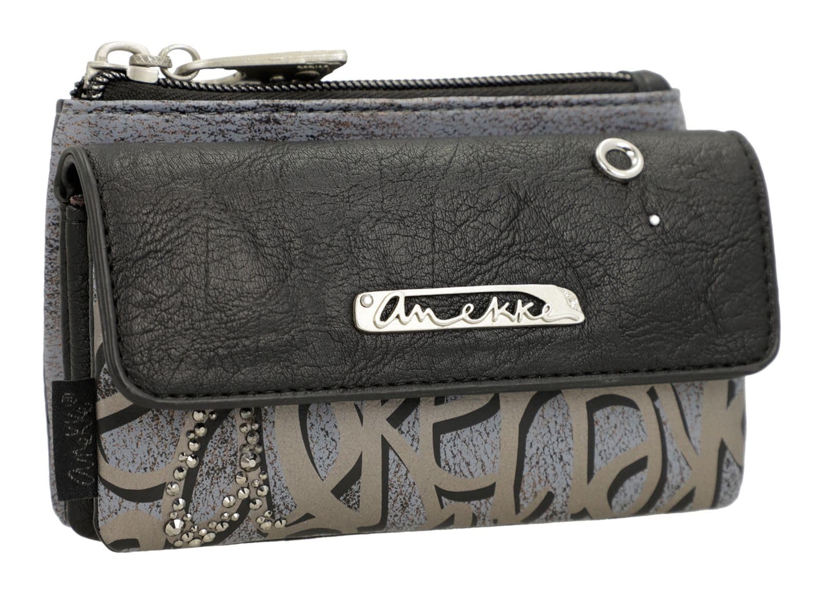 Anekke Crust Portafoglio Donna Patta 14x8cm Nero