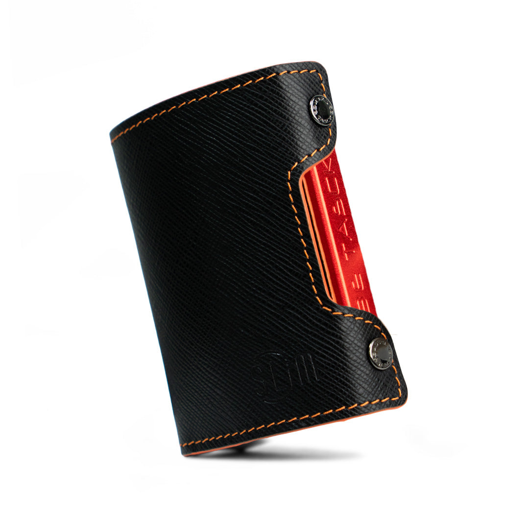 SLim Be Tasck portacarte saffiano Nero Arancio