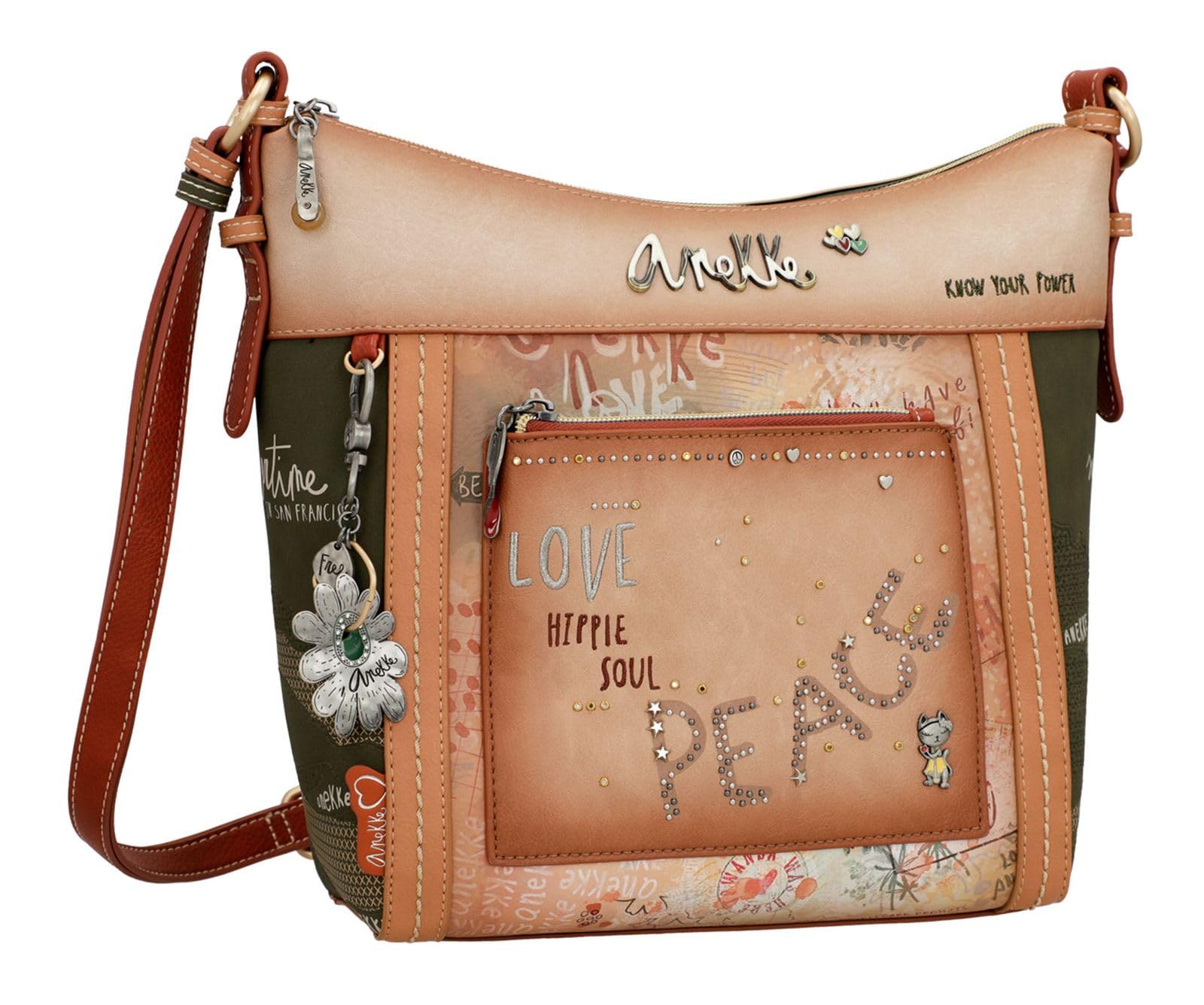 Anekke Bloom Flowers borsa a tracolla grande stampa fiori