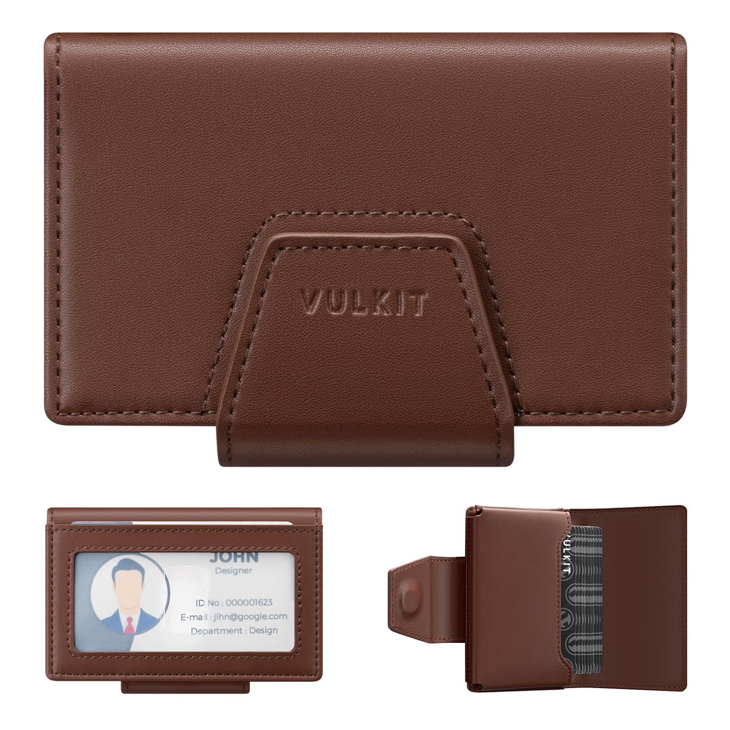 VULKIT VBC104 Portacarte RFID Blu Chiusura Magnetica Slim