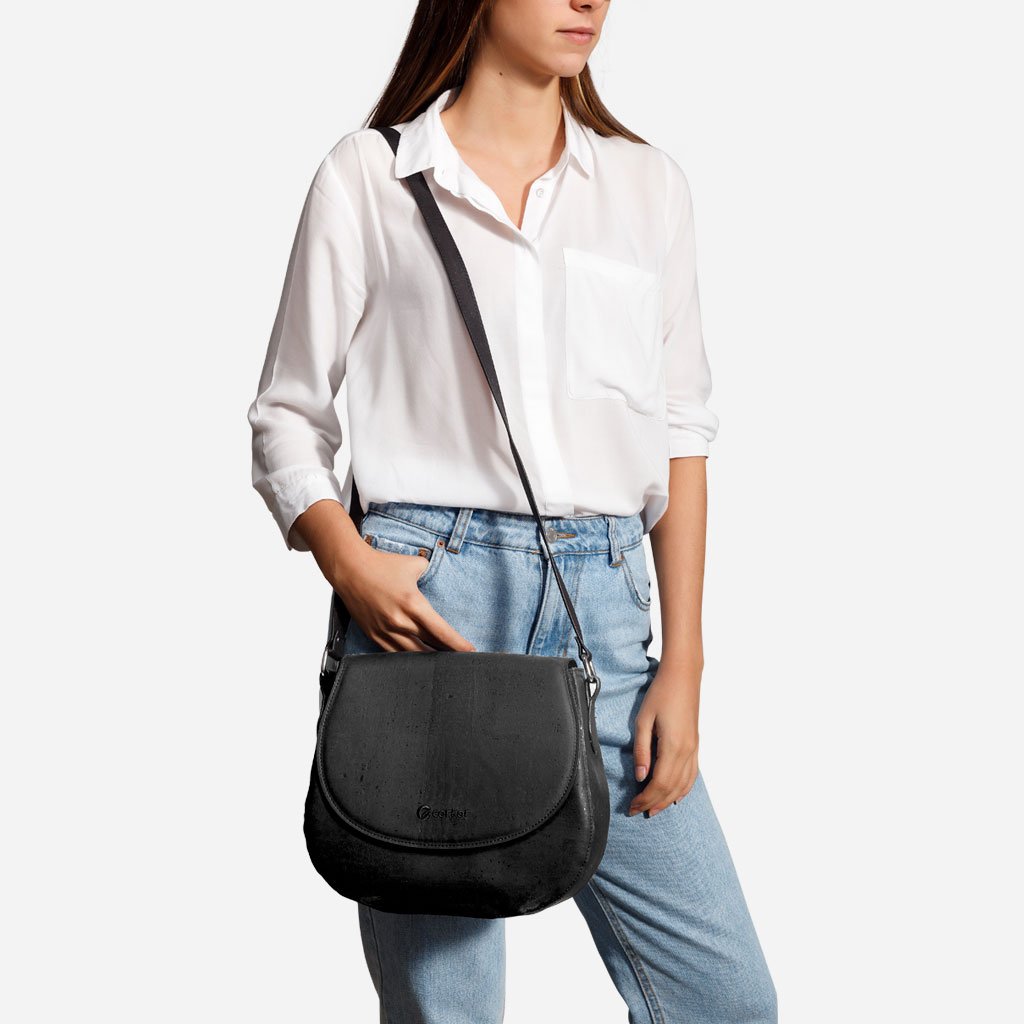 Corkor Bags Zaino Donna Sughero Vegan Naturale Nero Tracolla