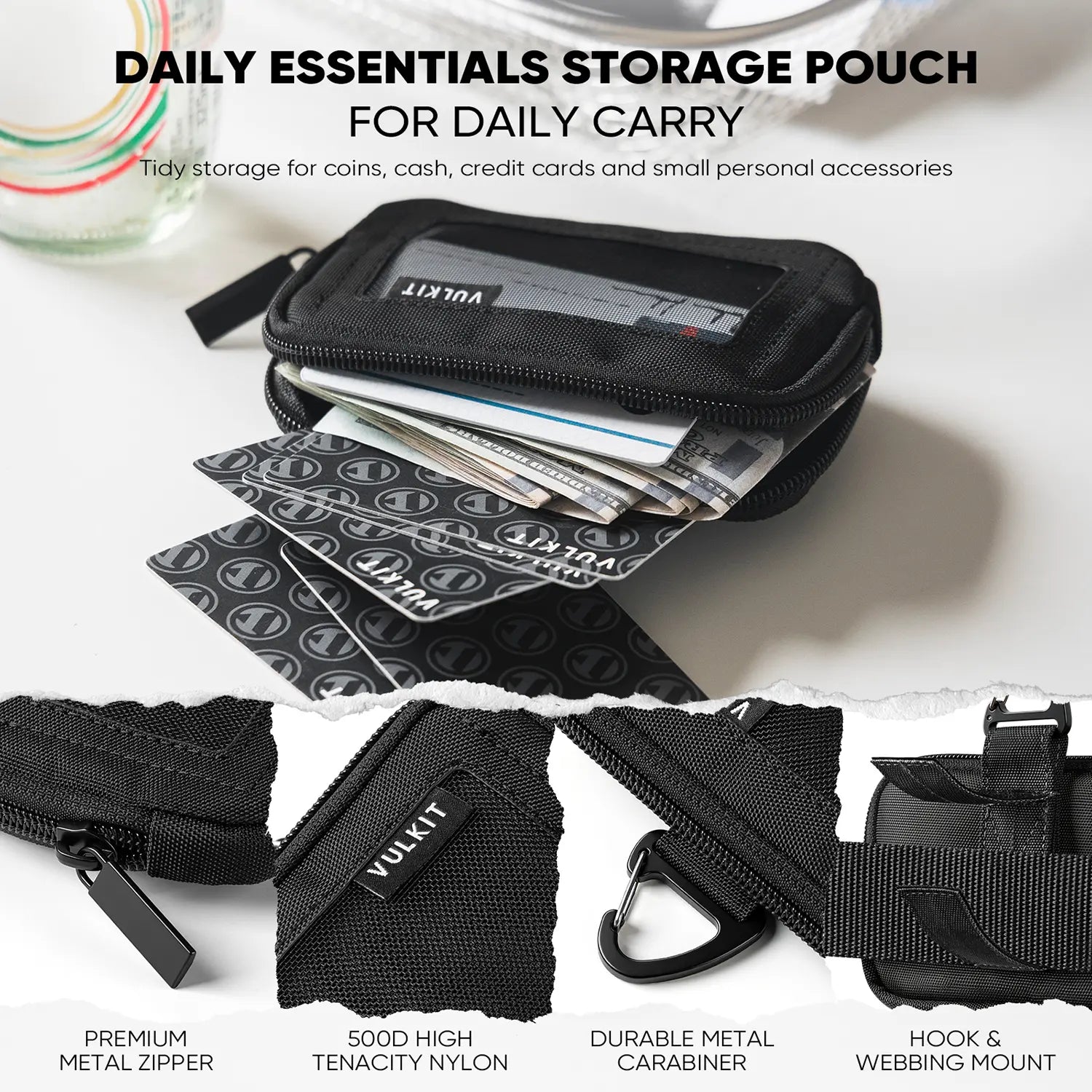 VULKIT Multifunctional VW156 portamonete RFID nero