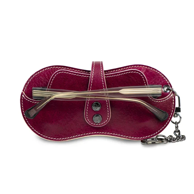 SLim Vision portaocchiali pelle fucsia concia vegetale