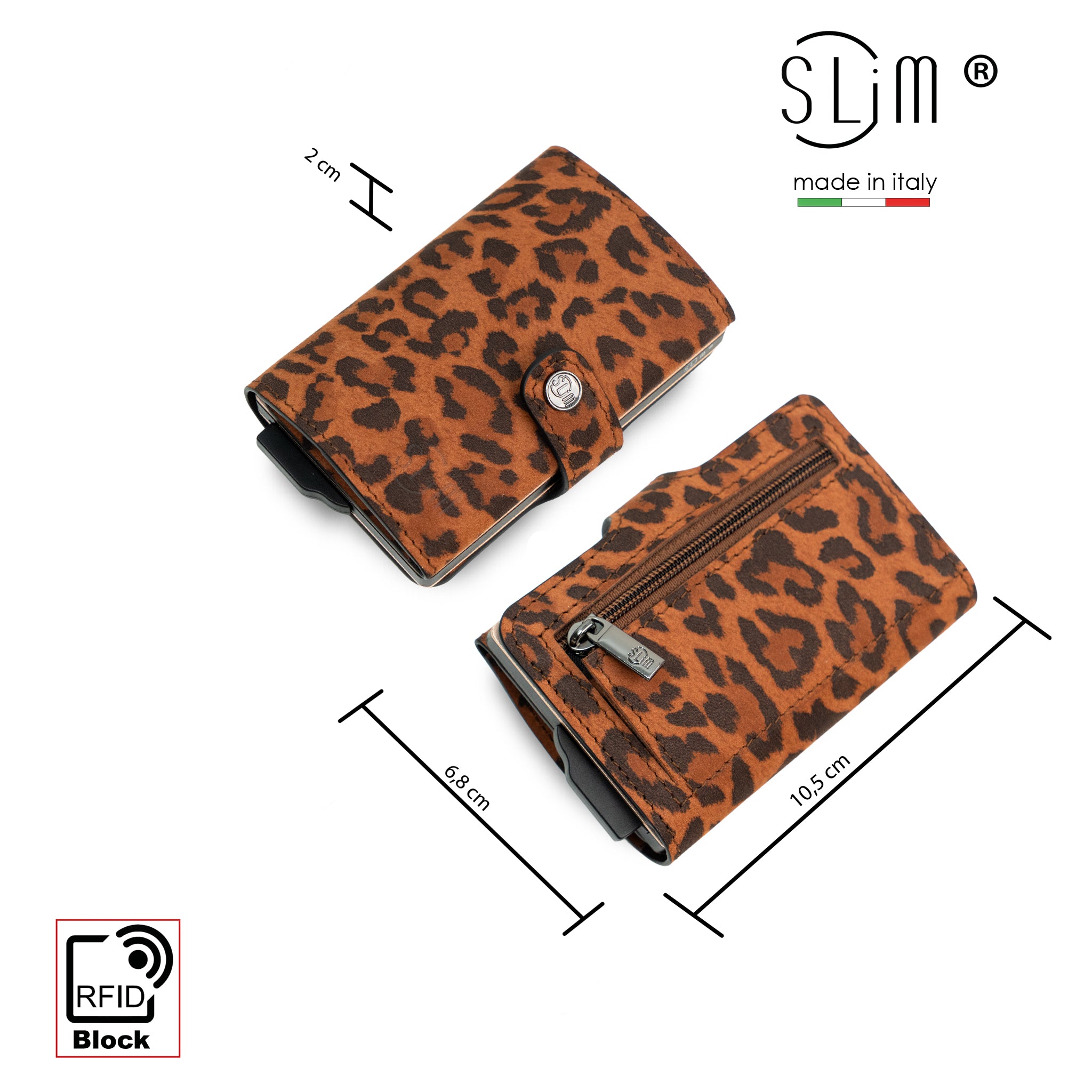 SLim Classic mini portafoglio animalier scamosciato RFID