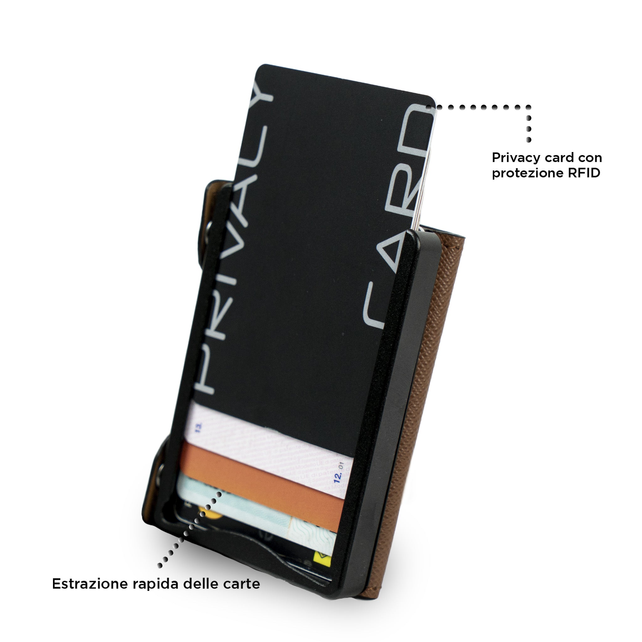 SLim Be Tasck Saffiano Marrone portacarte pelle Frame Nero