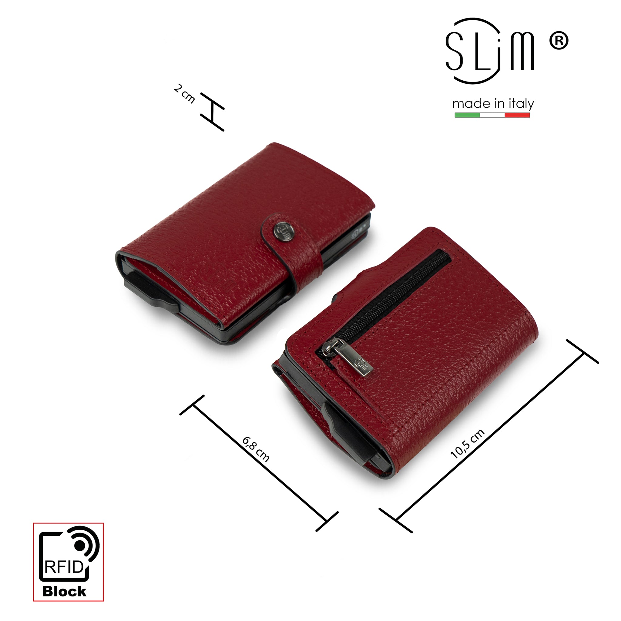 SLim Cinghialino portafoglio compatto pelle Bordeaux