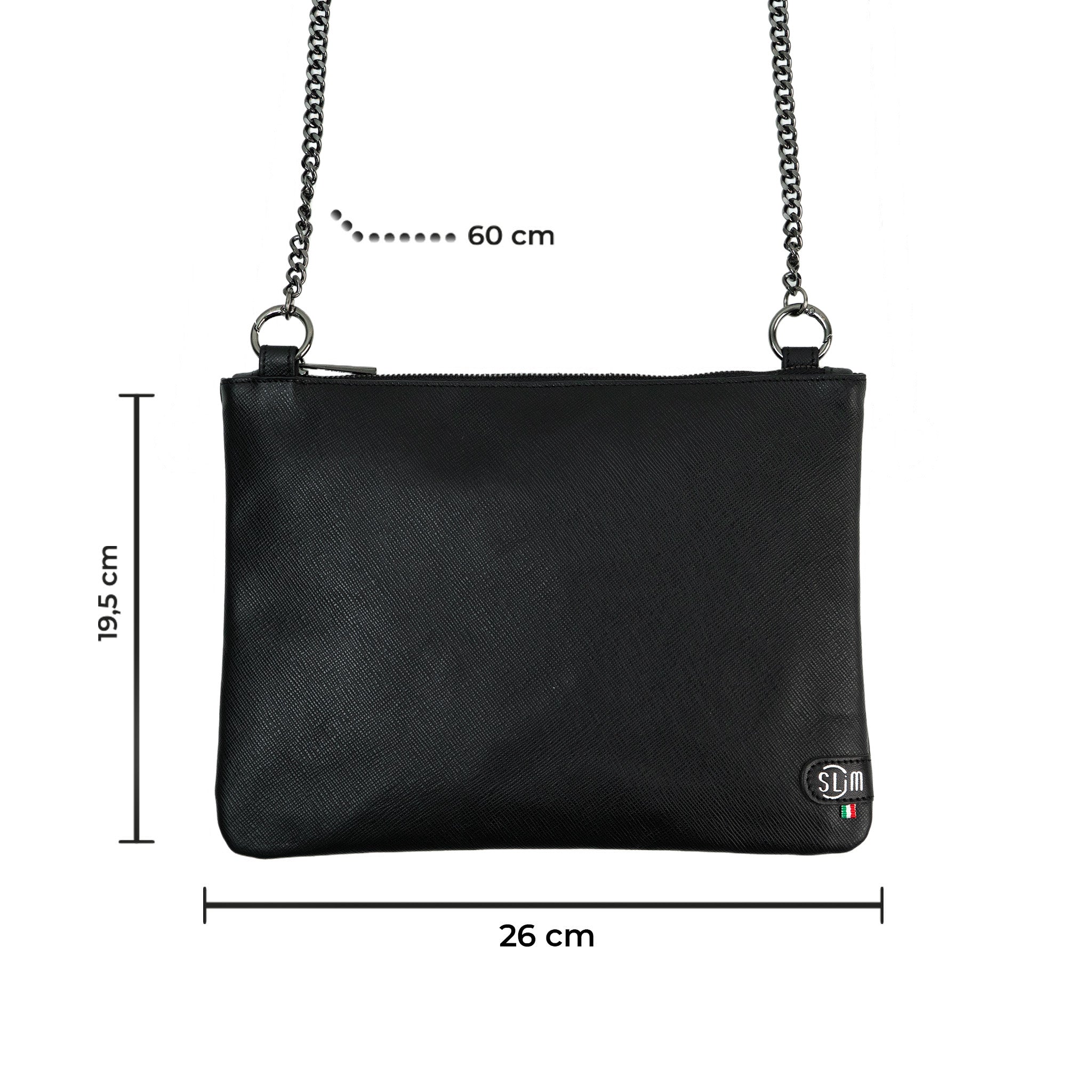 SLim Pochette Tracolla pelle saffiano nero 24x19 cm