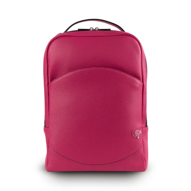 SLim Zaino Medio Vera Pelle Bottalato Fucsia 8,5 L