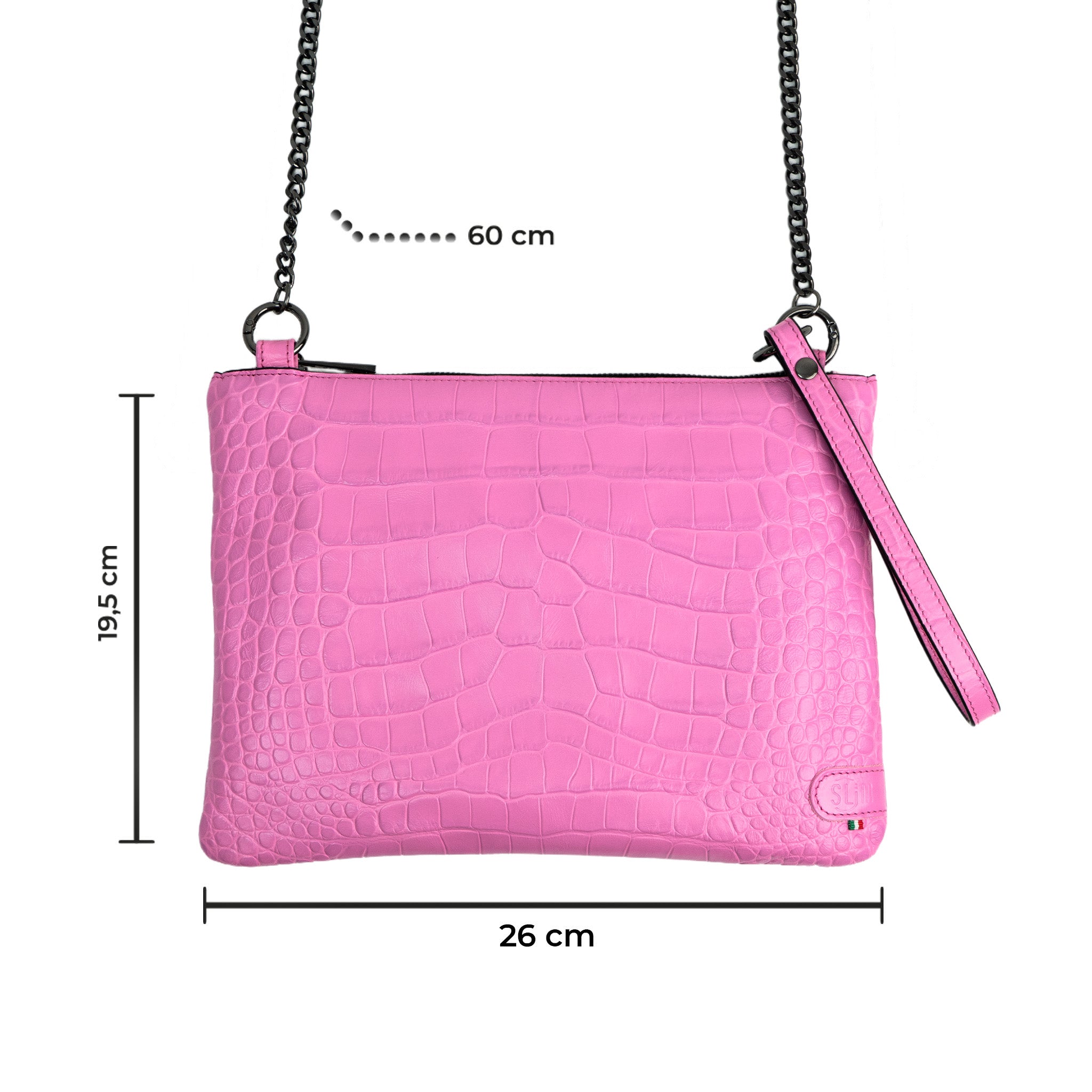 SLim Pochette Tracolla pochette cocco rosa matt 23x14 cm