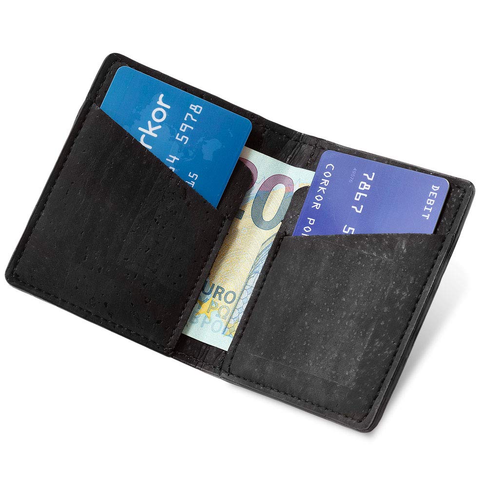 Corkor Wallets Portafoglio Uomo Sughero Nero RFID