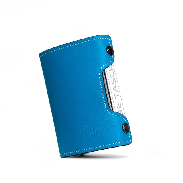 SLim Be Tasck Cover Pelle Liscia Azzurro Bianco
