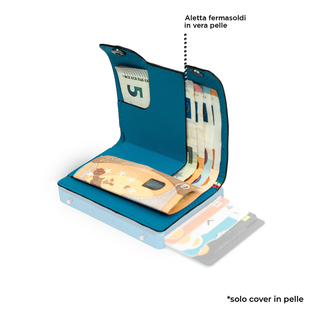 SLim Be Tasck cover pelle liscia azzurro smartphone