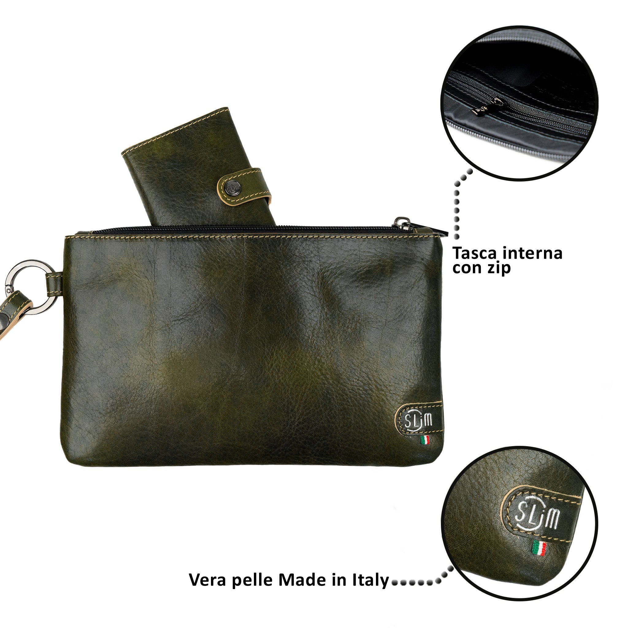 SLim Pochette Polsiera Vegetale Verde pochette 23x14 cm