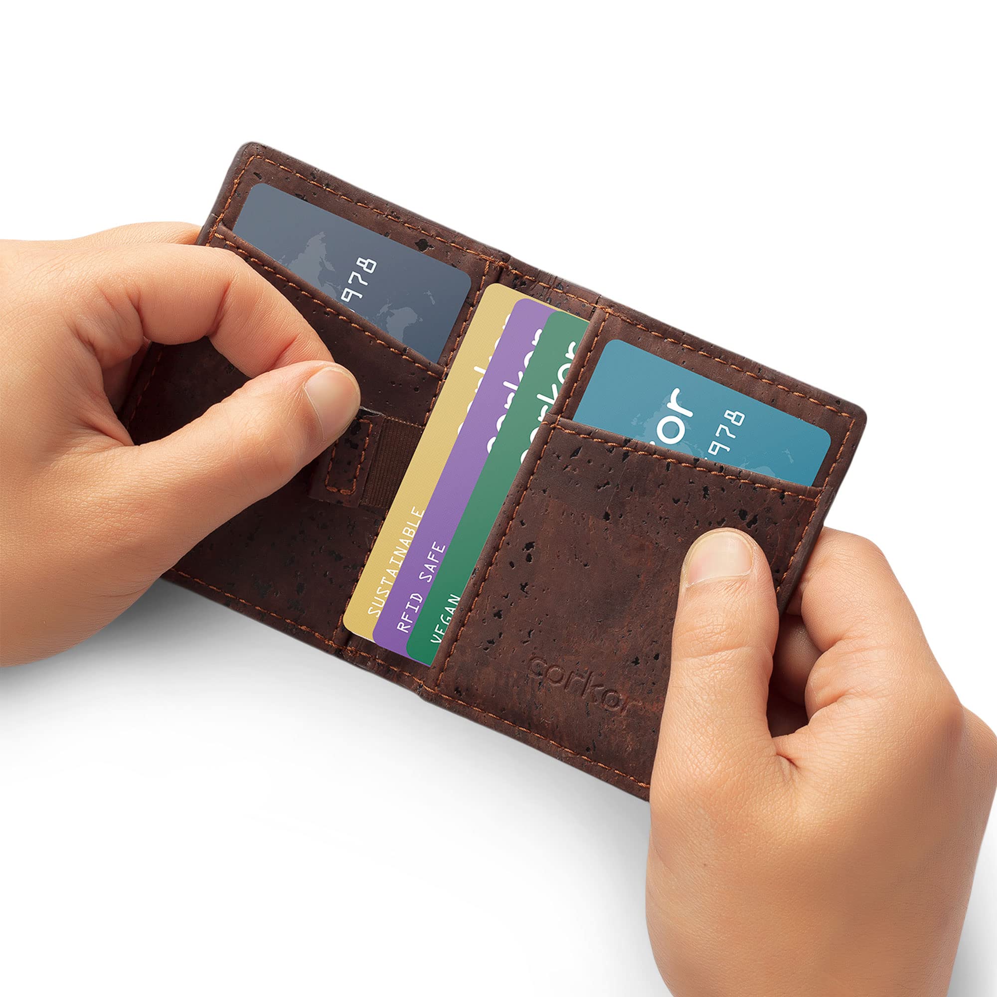Corkor Wallets Portafoglio Sughero Marrone RFID