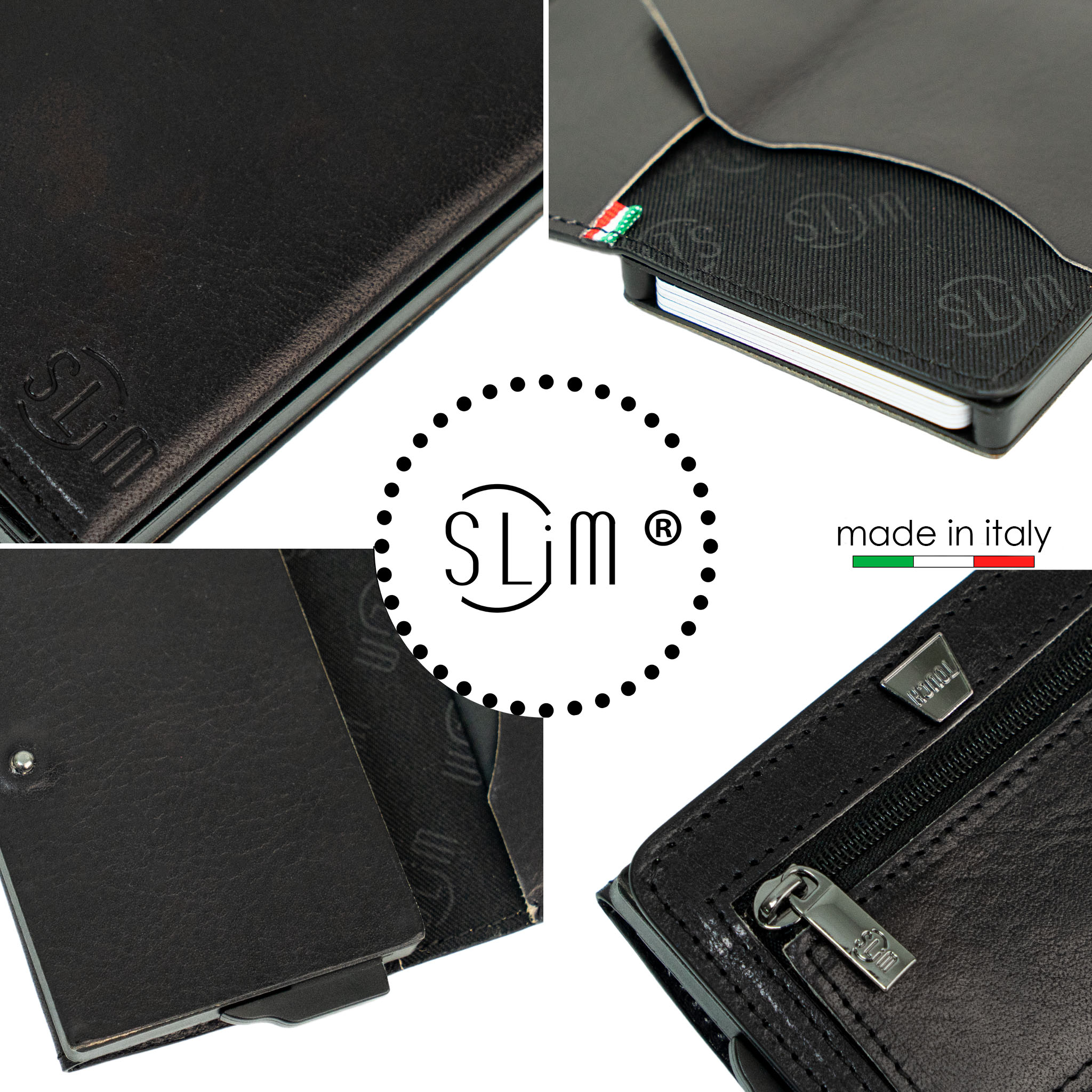 SLim Touch Concia Vegetale Nero portafoglio 10,5x7 RFID