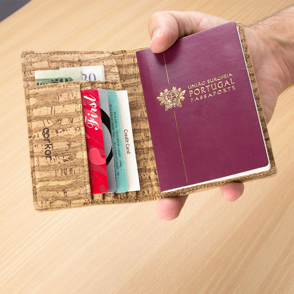 Corkor Wallets portafoglio passaporto sughero fantasia zebra