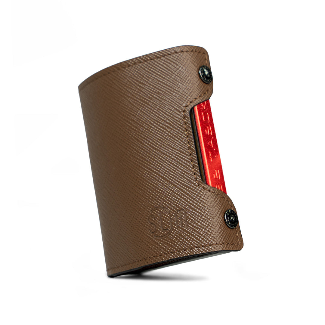 SLim Be Tasck Saffiano Marrone portacarte pelle Frame Nero