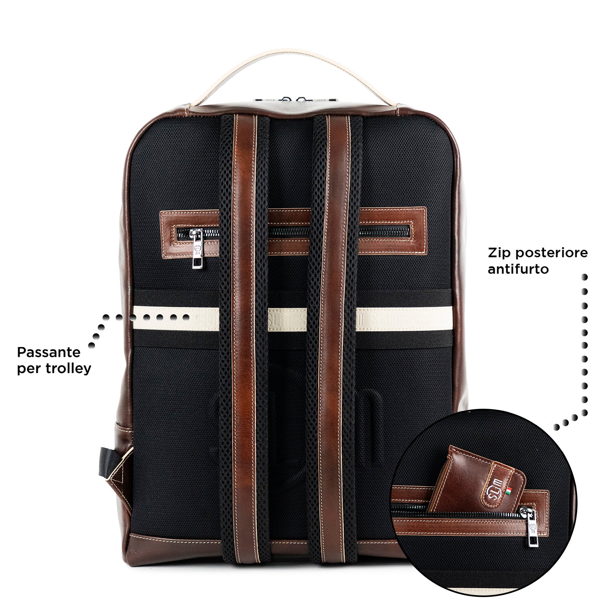 SLim Zaino SLim Zaino Pelle Vegetale Marrone 19L