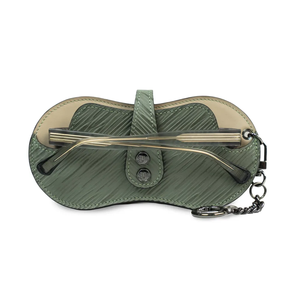 SLim Vision Portaocchiali pelle epi verde con necklace