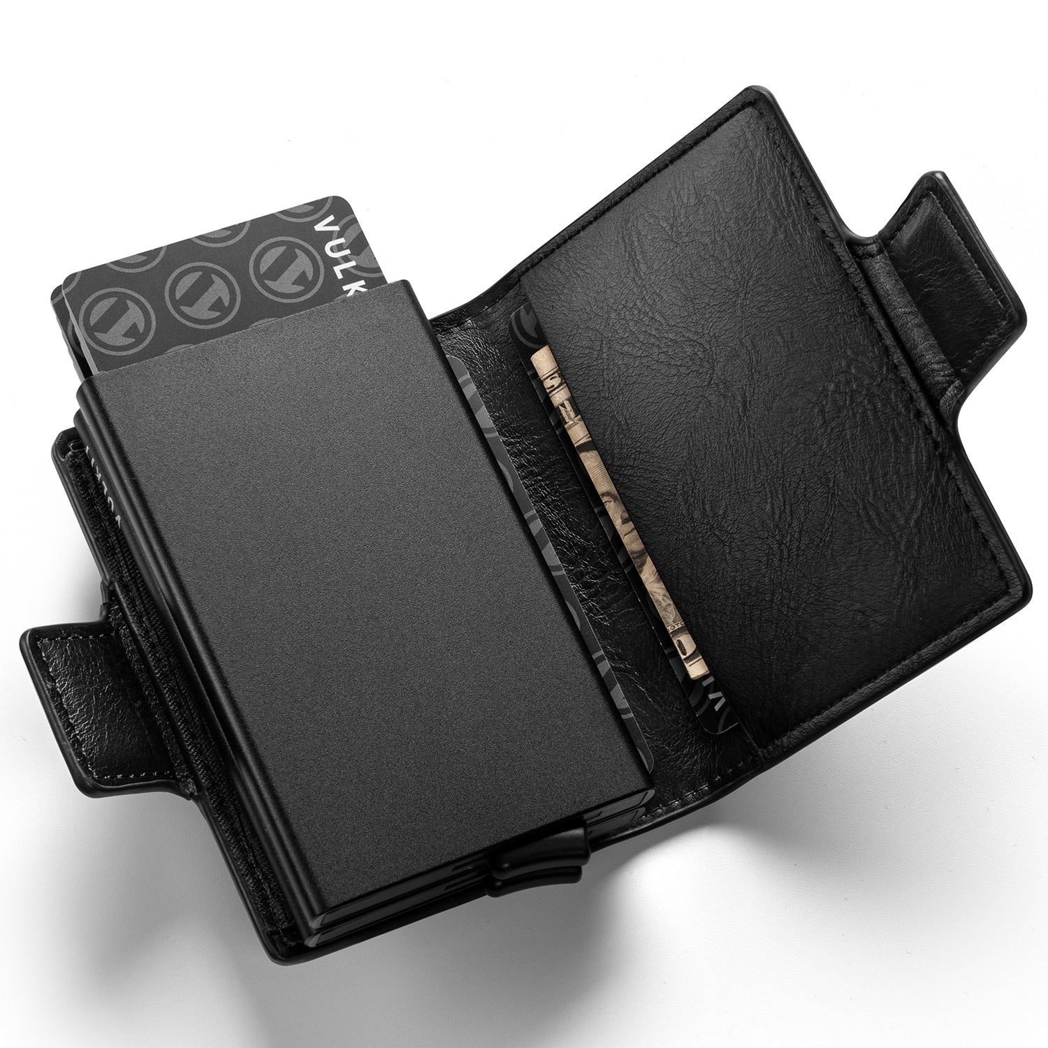 VULKIT VC200d Portafoglio Pelle Nero Alluminio RFID 14 Carte