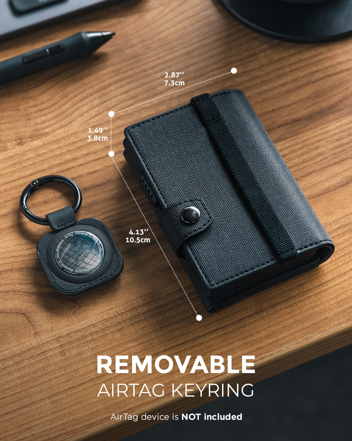 VULKIT AirTag Holder VC311 portafoglio nero pop-up RFID