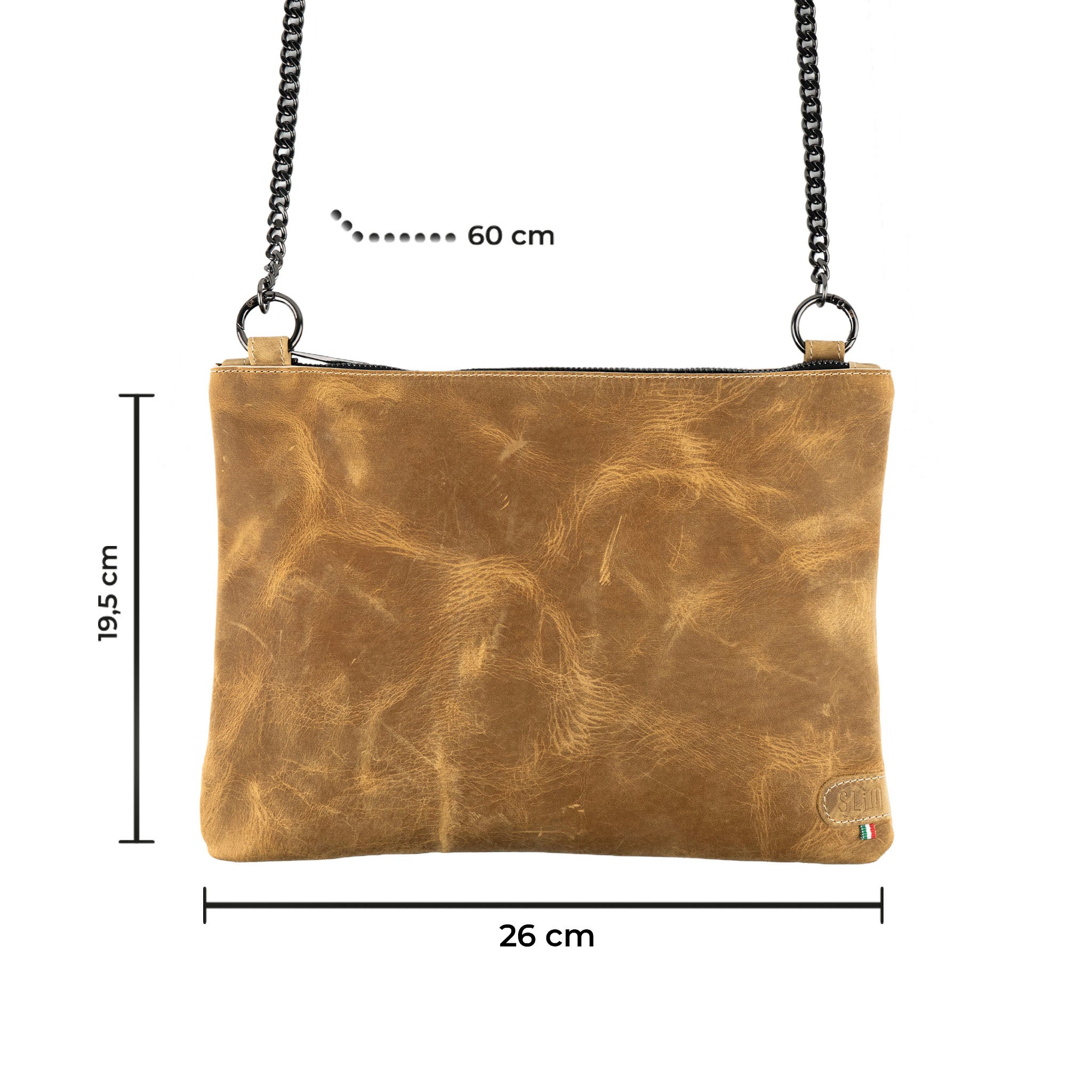 SLim Pochette Tracolla Pelle Crazy Sabbia 23x14 cm