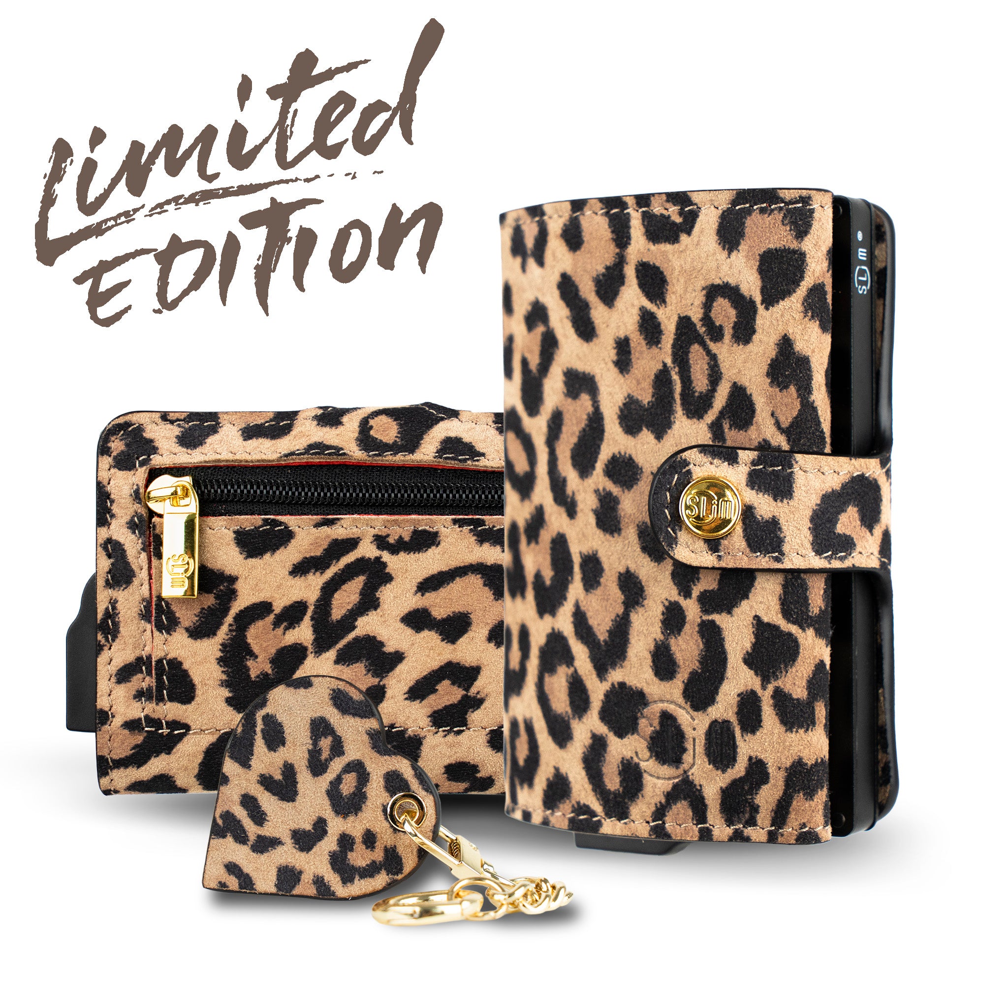 SLim Vera Pelle Animalier Leopard Classic portafoglio slim RFID